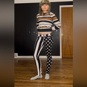 Emo Black & White Stars & Stripes Skinny pants